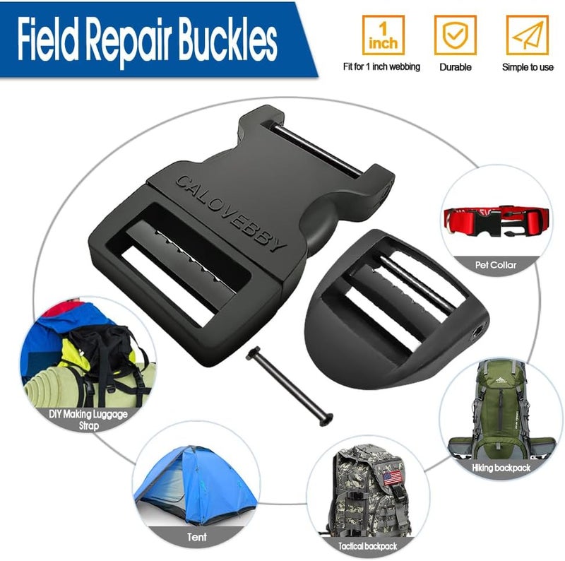 Deluxsa 1" Buckle Quick Side Release Buckle,Adjustable No Sewing Clip,Plastic Replacement for Nylon Webbing Straps,Backpack Pack Belt - Image 4
